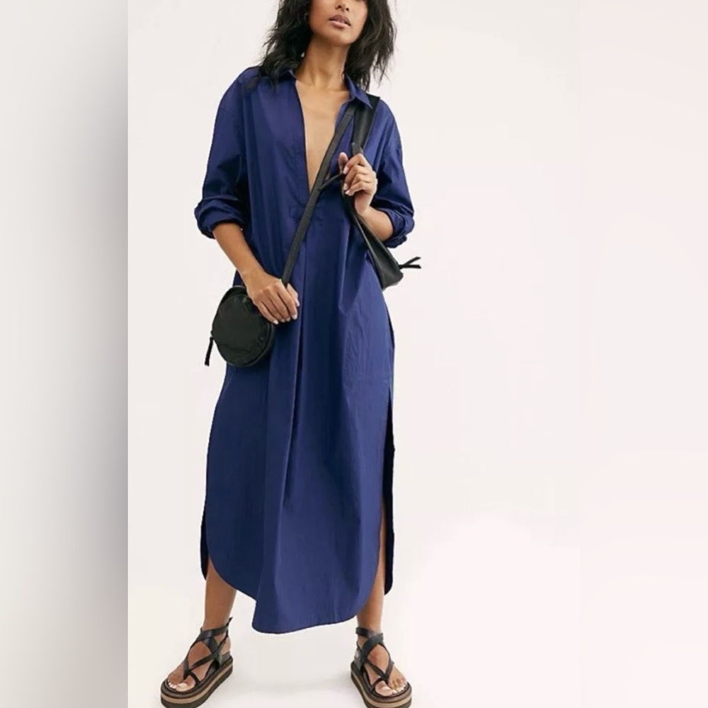 NWT $148 Free People Eva Midi Pullover Shirt Dress